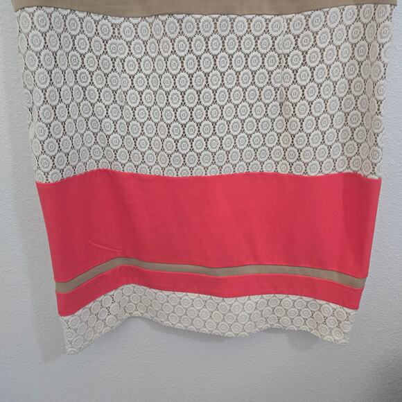 Sandra Darren Women's Sleeveless Midi Dress Pink, Tan, White Crochet  Size 20W - Picture 4 of 9